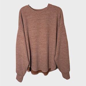 Oversized Ribbed Sweater Womens XL Brown High Low Comfy cozy Earthy NWT Lounge